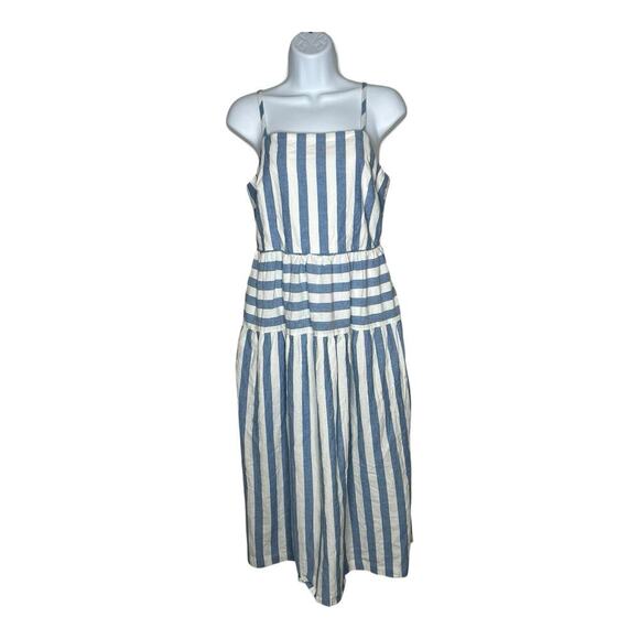 Universal Threads Dress Womens Small Blue White Striped Smocked Midi Lagenlook - Picture 1 of 12